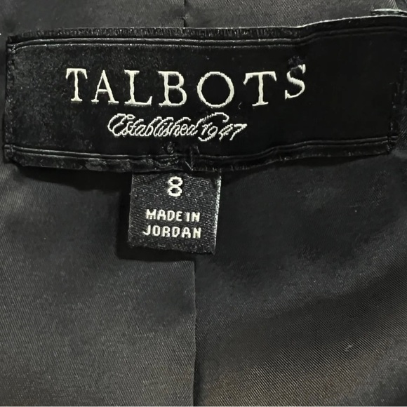 Talbots Sz 8 Black Wool Blazer Jacket Peplum Pocket - Picture 2 of 5